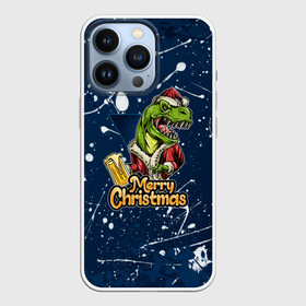 Чехол для iPhone 13 Pro с принтом Merry Christmas Пивозавр. в Рязани,  |  | Тематика изображения на принте: 2022 | happy new year | merry christmas | год тигра | дино | динозавр | зима близко | нг | новогодний | новый год | новый год 2022 | рождество | снежинки | тигр