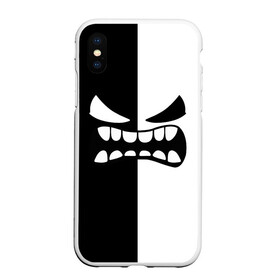 Чехол для iPhone XS Max матовый с принтом GEOMETRY DASH BLACK WHITE DEMON RAGE   ЯРОСТНЫЙ ДЕМОН в Рязани, Силикон | Область печати: задняя сторона чехла, без боковых панелей | Тематика изображения на принте: 2d | arcade | demon | game | geometry dash | levels | meltdown | robtop | smile | аркада | геометрический тире | демон | раннер | смайлы | уровни | эмоции