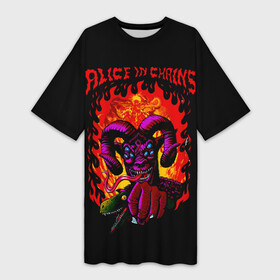 Платье-футболка 3D с принтом Alice in chains Demon в Рязани,  |  | alice in chains | alternative | metall | music | rock | алиса в цепях | альтернатива | металл | музыка | рок | элис ин чейнс