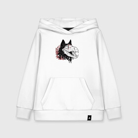 Детская толстовка хлопок с принтом Fashionable avant garde wolf в Рязани, 100% хлопок | Круглый горловой вырез, эластичные манжеты, пояс, капюшен | bones | fangs | fashion | flowers | hype | jaw | skull | teeth | vanguard | wolf | авангард | волк | зубы | клыки | мода | пасть | хайп | цветы | череп