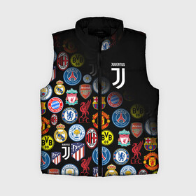 Женский жилет утепленный 3D с принтом JUVENTUS LOGOBOMBING SPORT в Рязани,  |  | black white | cr7 | fc juventus | football | juve | juventus | ronaldo | sport | бык | роналдо | роналду | спорт | футбол | чёрно белый | ювентус