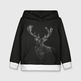 Детская толстовка 3D с принтом DEER | POLYGONS в Рязани, 100% полиэстер | двухслойный капюшон со шнурком для регулировки, мягкие манжеты на рукавах и по низу толстовки, спереди карман-кенгуру с мягким внутренним слоем | Тематика изображения на принте: abstract | deer | geometry | polygon | абстракция | геометрия | олень | полигоны