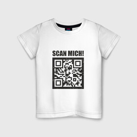 Детская футболка хлопок с принтом Scan Mich в Рязани, 100% хлопок | круглый вырез горловины, полуприлегающий силуэт, длина до линии бедер | coronavirus | covid | covid19 | qr code | qr код | sputnik | вакцина | вакцинация | вирус | здоровье | изоляция | иммунитет | карантин | ковид | код | корона | коронавирус | маркировка | маска | матрица | п | пандемия