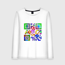 Женский лонгслив хлопок с принтом Color QR в Рязани, 100% хлопок |  | coronavirus | covid | covid19 | qr code | qr код | sputnik | вакцина | вакцинация | вирус | здоровье | изоляция | иммунитет | карантин | ковид | код | корона | коронавирус | маркировка | маска | матрица | п | пандемия