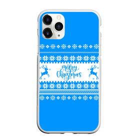 Чехол для iPhone 11 Pro матовый с принтом MERRY CHRISTMAS | BLUE в Рязани, Силикон |  | Тематика изображения на принте: 2020 | 2021 | 2022 | christmas | merry | santa | дед мороз | кот | леденец | мяу | нг | новогодний | новый год | олени | рождество | санта клаус | свитер | узоры