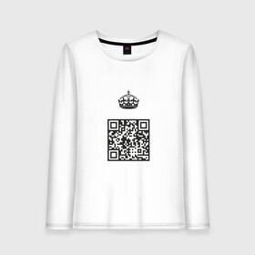 Женский лонгслив хлопок с принтом QR King в Рязани, 100% хлопок |  | coronavirus | covid | covid19 | qr code | qr код | sputnik | вакцина | вакцинация | вирус | здоровье | изоляция | иммунитет | карантин | ковид | код | корона | коронавирус | маркировка | маска | матрица | п | пандемия