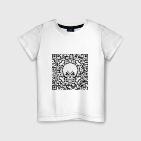 Детская футболка хлопок с принтом QR Skull в Рязани, 100% хлопок | круглый вырез горловины, полуприлегающий силуэт, длина до линии бедер | coronavirus | covid | covid19 | qr code | qr код | sputnik | вакцина | вакцинация | вирус | здоровье | изоляция | иммунитет | карантин | ковид | код | корона | коронавирус | маркировка | маска | матрица | п | пандемия