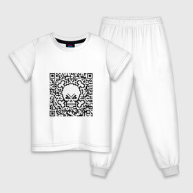 Детская пижама хлопок с принтом QR Skull в Рязани, 100% хлопок |  брюки и футболка прямого кроя, без карманов, на брюках мягкая резинка на поясе и по низу штанин
 | coronavirus | covid | covid19 | qr code | qr код | sputnik | вакцина | вакцинация | вирус | здоровье | изоляция | иммунитет | карантин | ковид | код | корона | коронавирус | маркировка | маска | матрица | п | пандемия