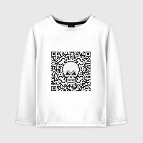 Детский лонгслив хлопок с принтом QR Skull в Рязани, 100% хлопок | круглый вырез горловины, полуприлегающий силуэт, длина до линии бедер | Тематика изображения на принте: coronavirus | covid | covid19 | qr code | qr код | sputnik | вакцина | вакцинация | вирус | здоровье | изоляция | иммунитет | карантин | ковид | код | корона | коронавирус | маркировка | маска | матрица | п | пандемия