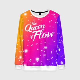 Женский свитшот 3D с принтом QUEEN FLOW   КОРОЛЕВА ПОТОКА   STAR GRADIENT в Рязани, 100% полиэстер с мягким внутренним слоем | круглый вырез горловины, мягкая резинка на манжетах и поясе, свободная посадка по фигуре | netflix | queen flow | королева потока | нетфликс | сериал | супергерой | фильмы