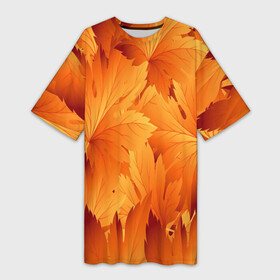 Платье-футболка 3D с принтом Кленовая сладость в Рязани,  |  | желтый | клен | кленовый лист | лист | листопад | листья | оранжевый | осень