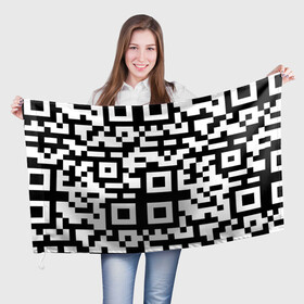 Флаг 3D с принтом qr code куаркод в Рязани, 100% полиэстер | плотность ткани — 95 г/м2, размер — 67 х 109 см. Принт наносится с одной стороны | covid | qr code | антикороновирус | ковид | куаркод | привика