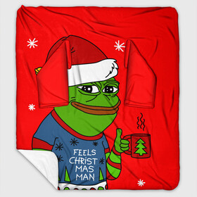 Плед с рукавами с принтом Pepe New Year    Pepe the Frog в Рязани, 100% полиэстер | Закругленные углы, все края обработаны. Ткань не мнется и не растягивается. Размер 170*145 | pepe | pepe new year | pepe the frog | лягушенок пепе | лягушка | лягушка мем | мемы | новогодние | новогодние мемы | новый год | пепе | с новым годом