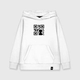 Детская толстовка хлопок с принтом CAT QR CODE в Рязани, 100% хлопок | Круглый горловой вырез, эластичные манжеты, пояс, капюшен | Тематика изображения на принте: cat | cats | meow | qr code | qr код | qrcode | qrкод | quick response code | кот | котик | котики | коты | кошка | кошки | куар | куар код | кью ар код | матричных штриховых кодов | мяу | штриховых кодов