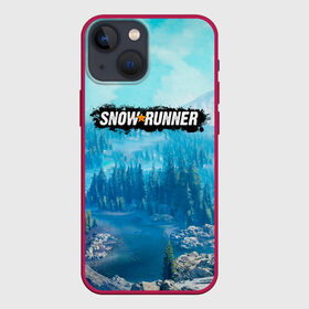 Чехол для iPhone 13 mini с принтом SnowRunner СноуРаннер логотип в Рязани,  |  | Тематика изображения на принте: race | snowrunner | гонки | гонки по бездорожью | гоночные игры | зимние гонки | снежные гонки | снежный бегун | сноу раннер | сноураннер