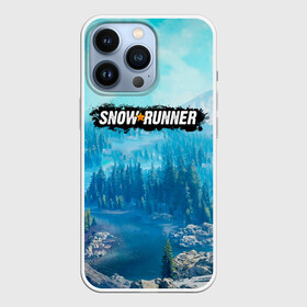 Чехол для iPhone 13 Pro с принтом SnowRunner СноуРаннер логотип в Рязани,  |  | Тематика изображения на принте: race | snowrunner | гонки | гонки по бездорожью | гоночные игры | зимние гонки | снежные гонки | снежный бегун | сноу раннер | сноураннер