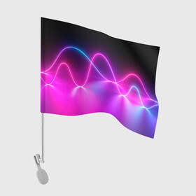 Флаг для автомобиля с принтом Лучи света pink theme в Рязани, 100% полиэстер | Размер: 30*21 см | абстрактные | волна | волна света | излучение | киберпанк | лучи | лучи света | неон | неоновые принты | рисунок | свет