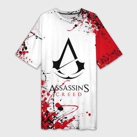 Платье-футболка 3D с принтом Assassin s creed Черно красные брызги. в Рязани,  |  | slayer | valhalla | асасин | ассасин крид | ассасин крид вальгалла | ассассин | вальгалла | тамплиеры