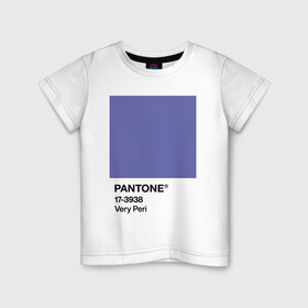 Детская футболка хлопок с принтом Цвет Pantone 2022 года - Very Peri в Рязани, 100% хлопок | круглый вырез горловины, полуприлегающий силуэт, длина до линии бедер | Тематика изображения на принте: pantone | very peri | violet | графический дизайн | дизайн | дизайнерский мем | дизигн | дизигнер | мем | пантон | сиреневый | фиолетовый | цвет 2022 года | цвет года | цвет пантон