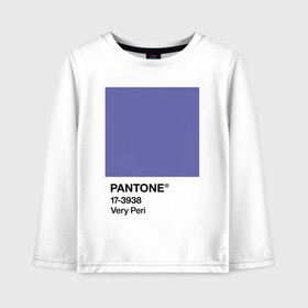 Детский лонгслив хлопок с принтом Цвет Pantone 2022 года - Very Peri в Рязани, 100% хлопок | круглый вырез горловины, полуприлегающий силуэт, длина до линии бедер | pantone | very peri | violet | графический дизайн | дизайн | дизайнерский мем | дизигн | дизигнер | мем | пантон | сиреневый | фиолетовый | цвет 2022 года | цвет года | цвет пантон