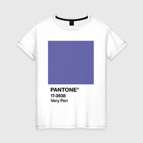 Женская футболка хлопок с принтом Цвет Pantone 2022 года - Very Peri в Рязани, 100% хлопок | прямой крой, круглый вырез горловины, длина до линии бедер, слегка спущенное плечо | pantone | very peri | violet | графический дизайн | дизайн | дизайнерский мем | дизигн | дизигнер | мем | пантон | сиреневый | фиолетовый | цвет 2022 года | цвет года | цвет пантон