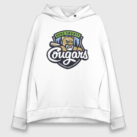 Женское худи Oversize хлопок с принтом Kane County Cougars - baseball team в Рязани, френч-терри — 70% хлопок, 30% полиэстер. Мягкий теплый начес внутри —100% хлопок | боковые карманы, эластичные манжеты и нижняя кромка, капюшон на магнитной кнопке | baseball | bat | cougar | eyes | forest | muzzle | team | usa | utah | бейсбол | бита | глаза | лес | пума | сша | юта