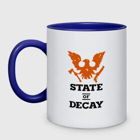 Кружка двухцветная с принтом State of Decay | Эмблема | Лого в Рязани, керамика | объем — 330 мл, диаметр — 80 мм. Цветная ручка и кайма сверху, в некоторых цветах — вся внутренняя часть | Тематика изображения на принте: logo | state of decay | survival horror | undead labs | загнивающий штат | зомби апокалипсис | лого | логотип | стадия разложения | стейт оф декай | эмблема