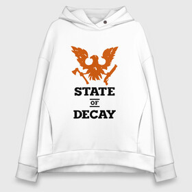 Женское худи Oversize хлопок с принтом State of Decay | Эмблема | Лого в Рязани, френч-терри — 70% хлопок, 30% полиэстер. Мягкий теплый начес внутри —100% хлопок | боковые карманы, эластичные манжеты и нижняя кромка, капюшон на магнитной кнопке | Тематика изображения на принте: logo | state of decay | survival horror | undead labs | загнивающий штат | зомби апокалипсис | лого | логотип | стадия разложения | стейт оф декай | эмблема