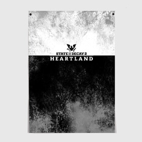 Постер с принтом State of Decay Heartland Logo в Рязани, 100% бумага
 | бумага, плотность 150 мг. Матовая, но за счет высокого коэффициента гладкости имеет небольшой блеск и дает на свету блики, но в отличии от глянцевой бумаги не покрыта лаком | Тематика изображения на принте: heartland | logo | state of decay | survival horror | undead labs | загнивающий штат | зомби апокалипсис | лого | логотип | стадия разложения | стейт оф декай | эмблема