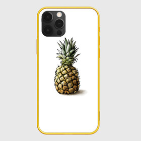 Чехол для iPhone 12 Pro с принтом Pineapple watercolor в Рязани, силикон | область печати: задняя сторона чехла, без боковых панелей | Тематика изображения на принте: pineapple | ананас | графика | еда | рисунок | фрукт