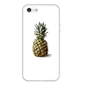 Чехол для iPhone 5/5S матовый с принтом Pineapple watercolor в Рязани, Силикон | Область печати: задняя сторона чехла, без боковых панелей | Тематика изображения на принте: pineapple | ананас | графика | еда | рисунок | фрукт