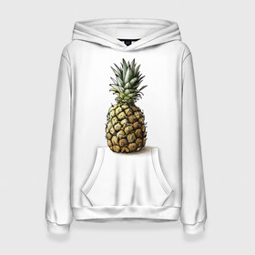 Женская толстовка 3D с принтом Pineapple watercolor в Рязани, 100% полиэстер  | двухслойный капюшон со шнурком для регулировки, мягкие манжеты на рукавах и по низу толстовки, спереди карман-кенгуру с мягким внутренним слоем. | pineapple | ананас | графика | еда | рисунок | фрукт