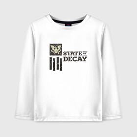 Детский лонгслив хлопок с принтом State of Decay Iron Logo в Рязани, 100% хлопок | круглый вырез горловины, полуприлегающий силуэт, длина до линии бедер | Тематика изображения на принте: logo | state of decay | survival horror | undead labs | загнивающий штат | зомби апокалипсис | лого | логотип | стадия разложения | стейт оф декай | эмблема