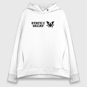 Женское худи Oversize хлопок с принтом Black Logo State of Decay в Рязани, френч-терри — 70% хлопок, 30% полиэстер. Мягкий теплый начес внутри —100% хлопок | боковые карманы, эластичные манжеты и нижняя кромка, капюшон на магнитной кнопке | Тематика изображения на принте: logo | state of decay | survival horror | undead labs | загнивающий штат | зомби апокалипсис | лого | логотип | стадия разложения | стейт оф декай | эмблема