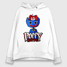 Женское худи Oversize хлопок с принтом POPPY PLAYTIME ДЕТСКАЯ ИГРА ПОППИ ПЛЕЙТАЙМ в Рязани, френч-терри — 70% хлопок, 30% полиэстер. Мягкий теплый начес внутри —100% хлопок | боковые карманы, эластичные манжеты и нижняя кромка, капюшон на магнитной кнопке | Тематика изображения на принте: poppy playtime | игра | монстр | плэйтайм | попи плей тайм | попи плэй тайм | попиплейтам | попиплэйтайм | поппи плейтайм | поппиплэйтайм | хагги вагги | хаги ваги | хоррор