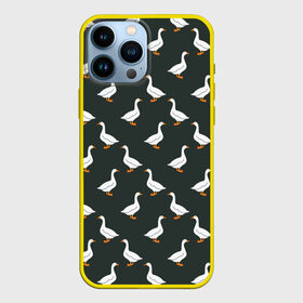 Чехол для iPhone 13 Pro Max с принтом Гуси паттерн в Рязани,  |  | Тематика изображения на принте: goose | gooses | водоплавающие животные | гуси | гусь | дичь | домашние птицы | животные | паттерн | птицы | утки