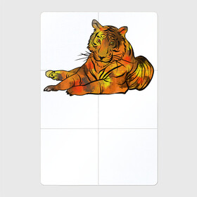 Магнитный плакат 2Х3 с принтом Акварельный тигр 2022 в Рязани, Полимерный материал с магнитным слоем | 6 деталей размером 9*9 см | дикие кошки | новый год | символ года | тигр | тигренок