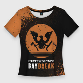 Женская футболка 3D Slim с принтом Day Break  State of Decay 2 в Рязани,  |  | day break | daybreak | logo | state of decay | survival horror | undead labs | загнивающий штат | зомби апокалипсис | лого | логотип | стадия разложения | стейт оф декай | эмблема