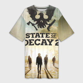 Платье-футболка 3D с принтом Poster  State of Decay (+спина) в Рязани,  |  | Тематика изображения на принте: poster | state of decay | survival horror | undead labs | загнивающий штат | зомби апокалипсис | постер | стадия разложения | стейт оф декай