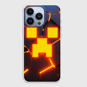 Чехол для iPhone 13 Pro с принтом ОГНЕННЫЙ КРИПЕР | 3D ПЛИТЫ   FIRE CREEPER в Рязани,  |  | 3d | 3d плиты | 3d разлом | block | creeper | cube | fire | flame | game | geometry | hexagon | minecraft | neon | pixel | tnt | блок | гаст | геометрия | детям | компьютерная игра | крафт | крипер | кубики | майнкрафт | неон | огненный майк