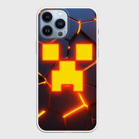 Чехол для iPhone 13 Pro Max с принтом ОГНЕННЫЙ КРИПЕР | 3D ПЛИТЫ   FIRE CREEPER в Рязани,  |  | Тематика изображения на принте: 3d | 3d плиты | 3d разлом | block | creeper | cube | fire | flame | game | geometry | hexagon | minecraft | neon | pixel | tnt | блок | гаст | геометрия | детям | компьютерная игра | крафт | крипер | кубики | майнкрафт | неон | огненный майк