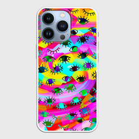 Чехол для iPhone 13 Pro с принтом Психоделические взгляды в Рязани,  |  | psychedelic | tie die | tie dye | абстракция | глаз | глаза | паттерн | психоделика | ресницы | тайдай