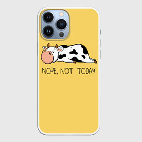 Чехол для iPhone 13 Pro Max с принтом Nope, not today в Рязани,  |  | bull | joke | lazy cow | lies | nope | not today | rests | бык | лежит | ленивая корова | не сегодня | нет | отдыхает | прикол | шутка