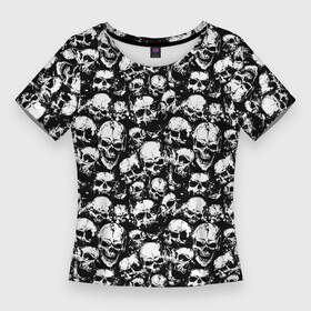 Женская футболка 3D Slim с принтом Screaming skulls в Рязани,  |  | bone | bones | screaming | screaming skulls | skull | skulls | кости | кричат | кричащие | кричащие черепа | череп | черепа