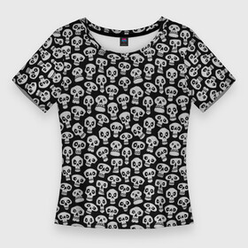 Женская футболка 3D Slim с принтом Funny skulls в Рязани,  |  | bone | bones | funny | skulls | кости | череп | черепа