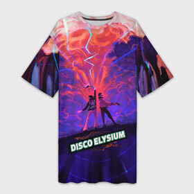 Платье-футболка 3D с принтом Disco art в Рязани,  |  | disco elysium | game | games | диско элизиум | игра | игры