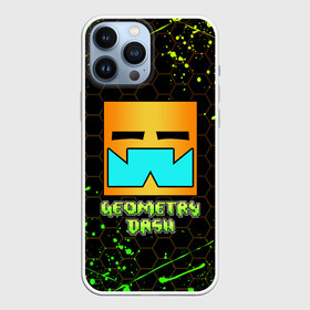 Чехол для iPhone 13 Pro Max с принтом GEOMETRY DASH CLASSIC LEVEL, БРЫЗГИ КРАСОК в Рязани,  |  | Тематика изображения на принте: 2d | arcade | demon | game | geometry | geometry dash | hexagon | levels | meltdown | robtop | smile | аркада | брызги | брызги красок | гексагон | геометрический тире | геометрия | демон | классика | классический уровень смайл | краски