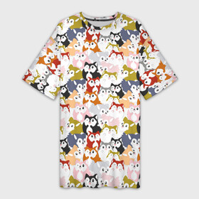Платье-футболка 3D с принтом Мультяшные Лисята в Рязани,  |  | animal | firefox | fox | mozilla | orange | predator | wild animals | алиса | воровка | дикие животные | животное | зверь | колобок | кума | лиса | лисица | лисичка | мозилла | оранжевый | рыжая | фаерфокс | фокс | хитрюга | хищник