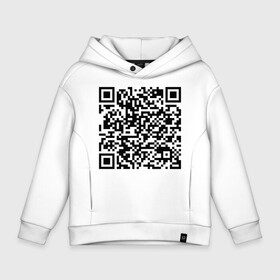 Детское худи Oversize хлопок с принтом QR код Скала Джонсон в Рязани, френч-терри — 70% хлопок, 30% полиэстер. Мягкий теплый начес внутри —100% хлопок | боковые карманы, эластичные манжеты и нижняя кромка, капюшон на магнитной кнопке | qr | код | мемы | приколы | скала джонсон