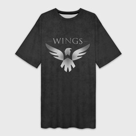 Платье-футболка 3D с принтом Команда Wings Gaming в Рязани,  |  | wings gaming | игры | киберспорт | логотип | надпись | название | птица | спорт | текстура